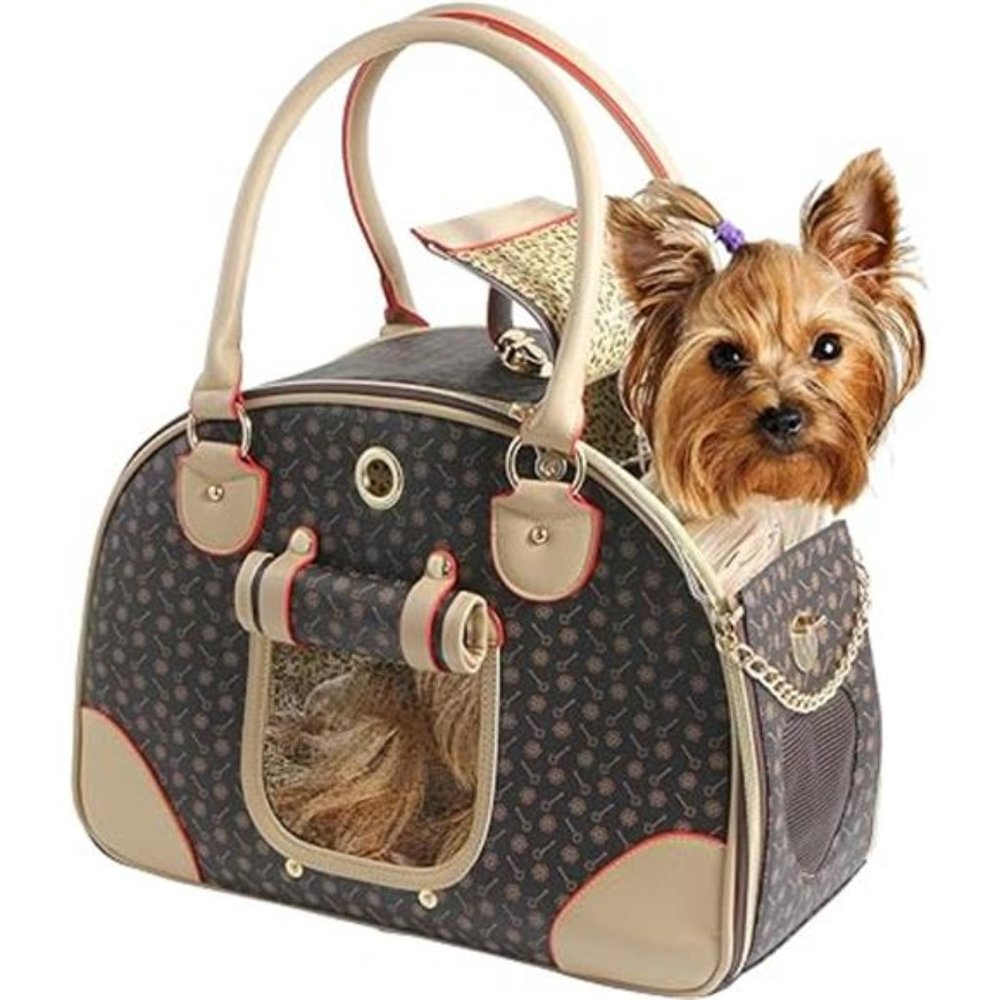 Fashion Dog Carrier PU Leather Dog Handbag Dog Purse Cat Tote Bag Perown, Large - Picture 8 of 8